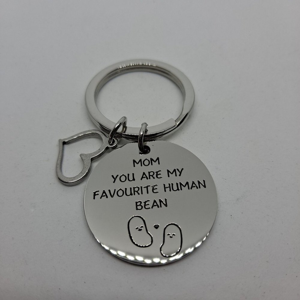 Mother's Day Gift Mom You're My Favorite Human Bean Keychain Keyring Heart Metal